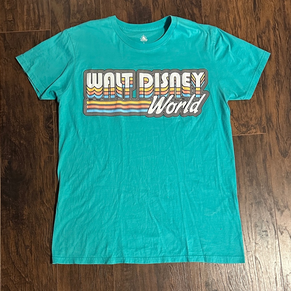 Disney Teal Retro Stripe Logo T-Shirt
